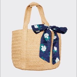 Draper James straw bag with floral scarf - NEW